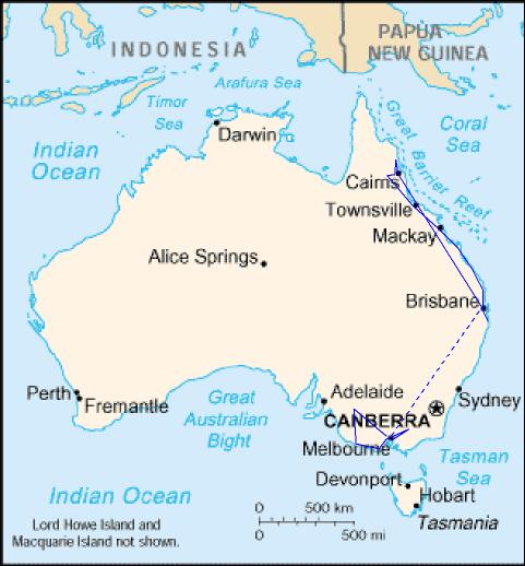 Australia Itinerary Map