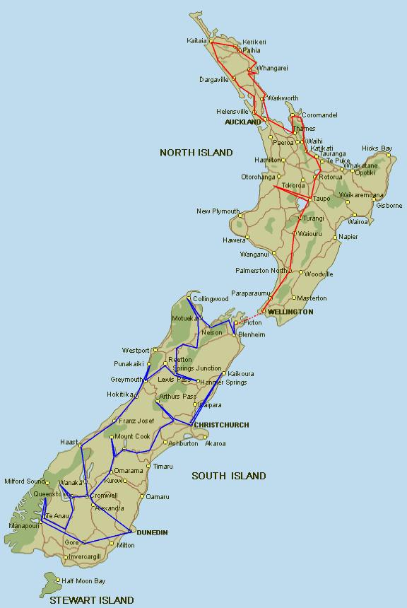 New Zealand Itinerary Map